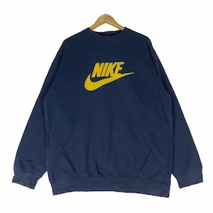 Nike Swoosh Sweatshirt Big Logo Navy Blue Colour Streetwear Clothing Crewneck Sweater Size Large