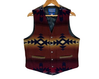 Heritage 90s Pendleton Native Aztec Western Vest : Multi Colour Wool - Size (S)