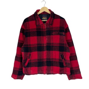 Vintage jaren 90 Maceye Red Shadow Tartan plaids Japan Fashion Streetwear Flanellen Jas Maat Large