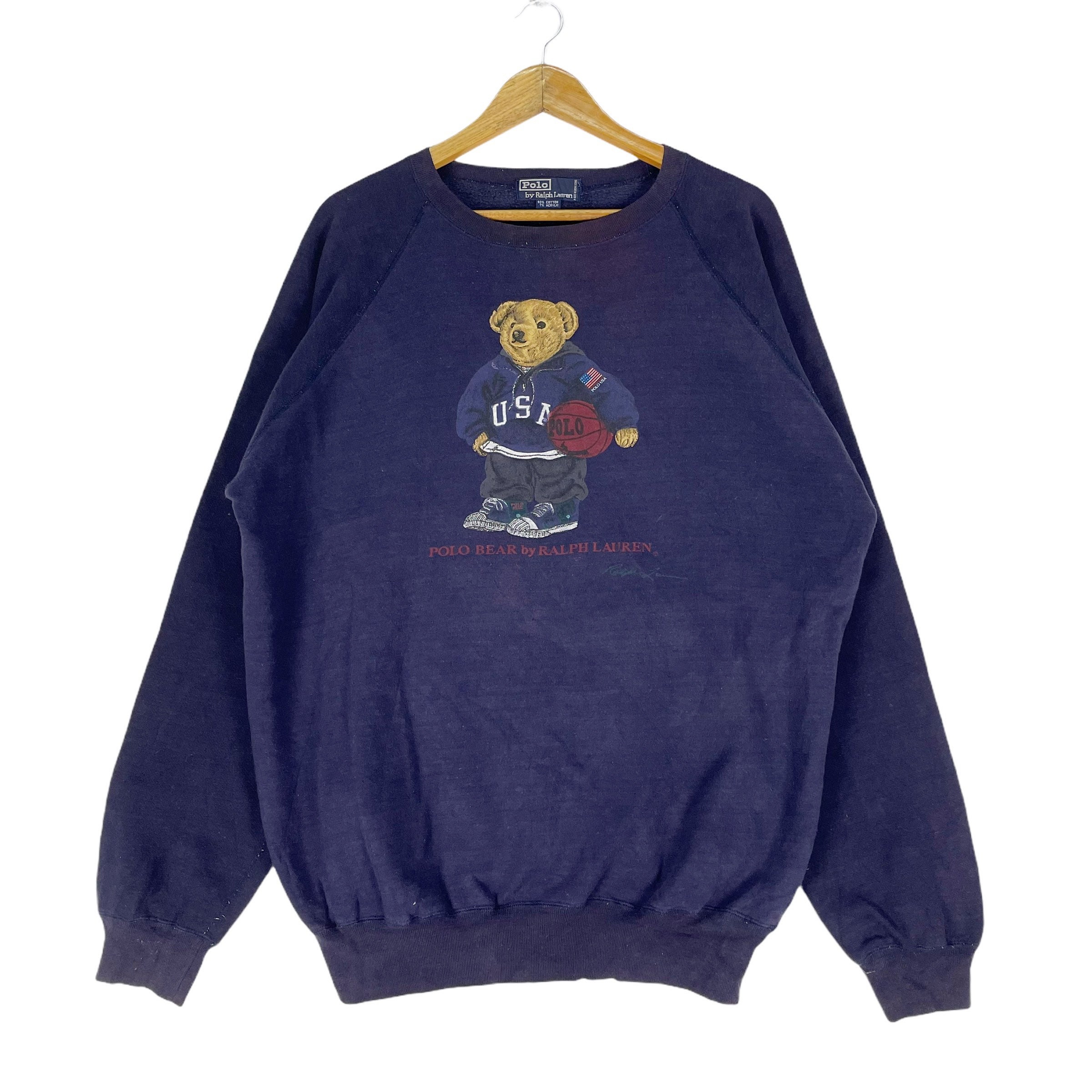 Vintage 90s Polo Bear Sweatshirt by Ralph Lauren Crewneck Navy - Etsy