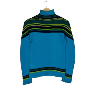 Issey Miyake Me Pleated Striped Long Sleeve Blue Colour Fashion Designer Japan Size Medium