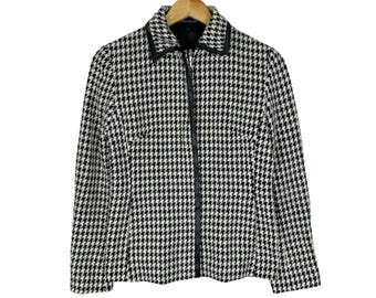 Chaqueta de tweed de Ined Yohji Yamamoto, diseñador de moda japonés, color blanco/negro, talla mediana.