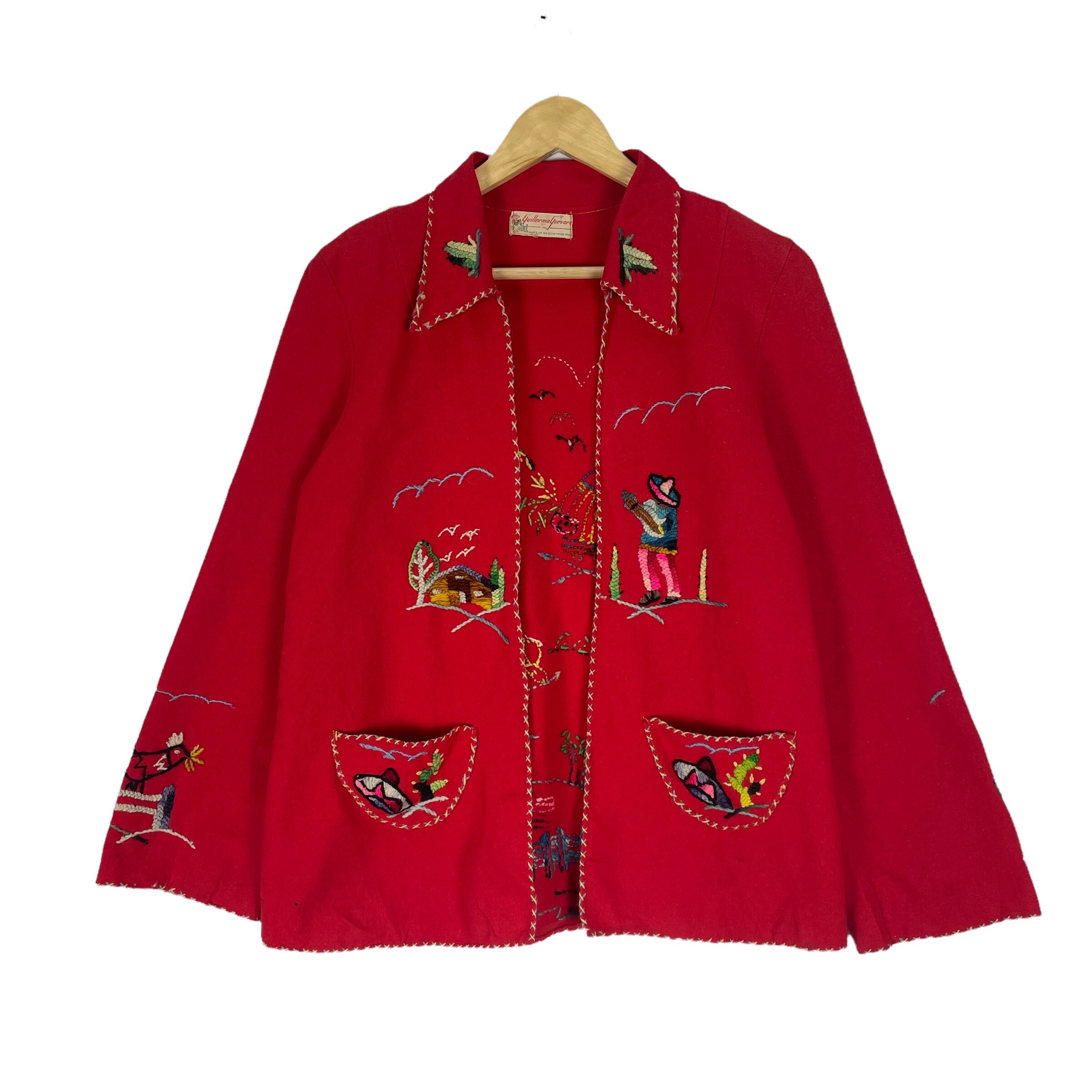 Vintage 70s Guillermo Guevara Pop Art Wool Mexico Cardigan Vintage 70s Guillermo Guevara Pop Art Wool Mexico Cardigan