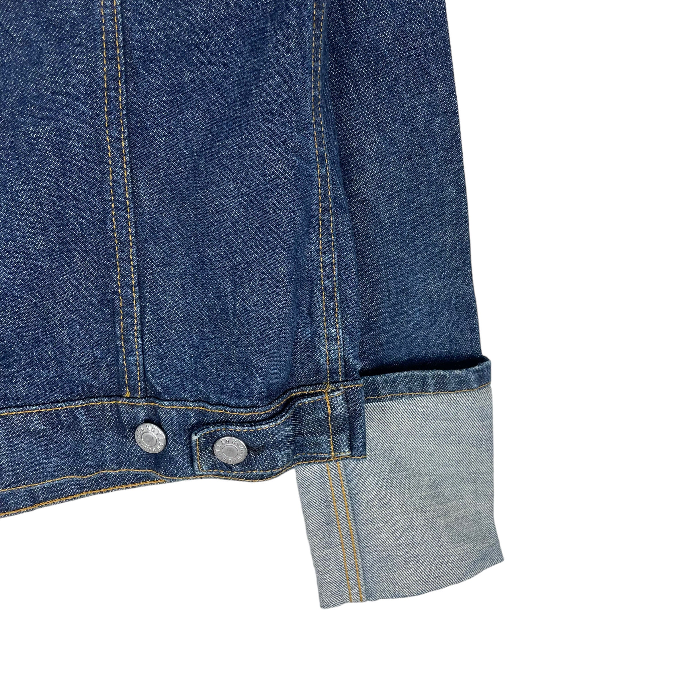 Vintage 90s Helmut Lang Denim Jacket: Folded Sleeve, Blue, Size 38