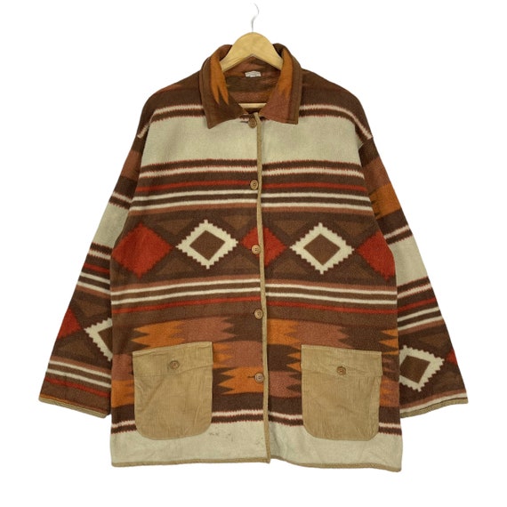 United Colours of BENETTON Fleece Long Jacket Native Multi Colour Native Navajo Size Medium Etsy UK