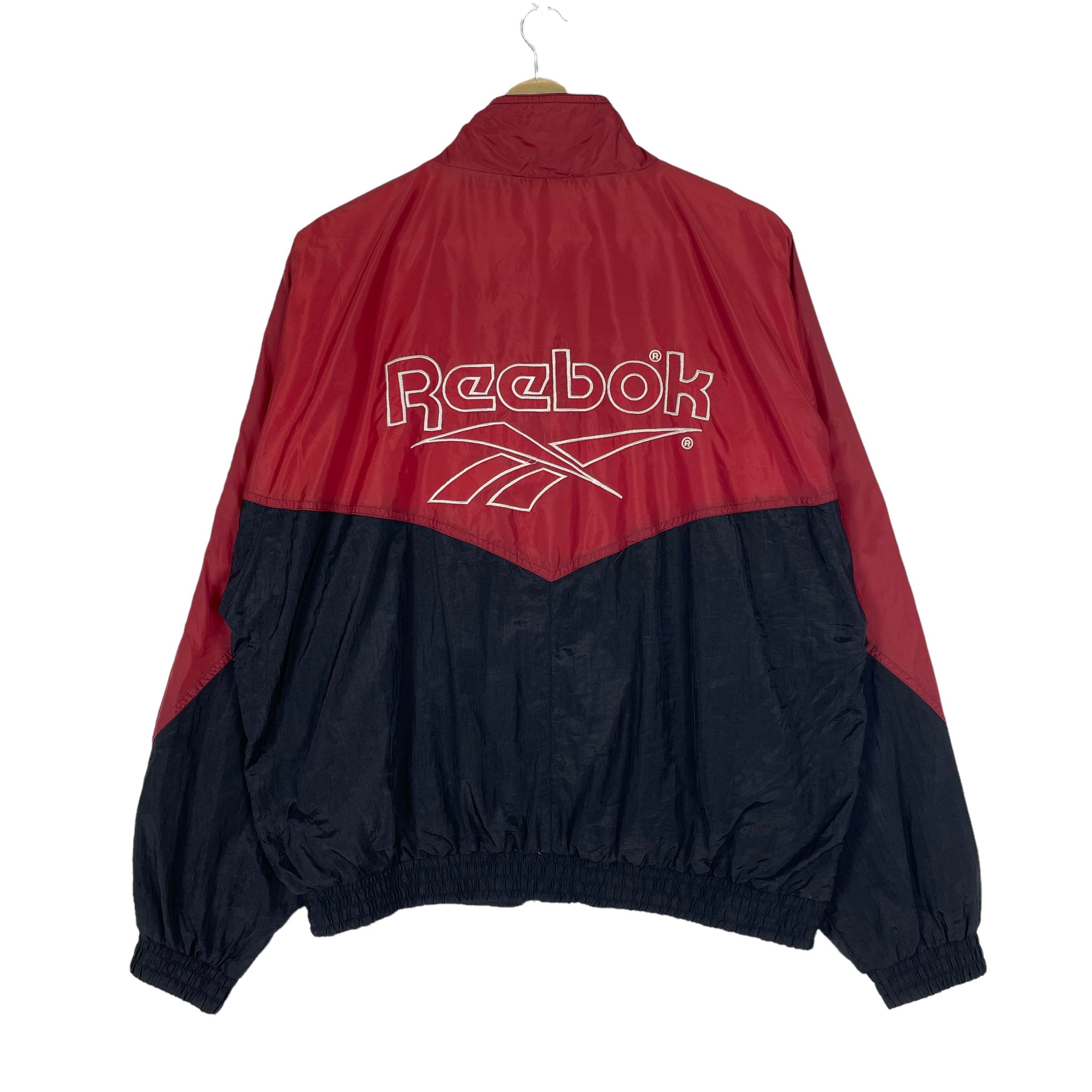 Vintage 90s Reebok Big Logo Windbreaker Light Jacket Red Vintage 90s Reebok Big Logo Windbreaker Light Jacket Red