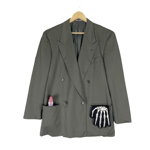 90s GIORGIO ARMANI Double Breasted Button Blazer Coat Green Colour Size Medium