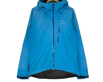 Chaqueta cortavientos con capucha y cremallera Arcteryx Gore-Tex, color azul, talla mediana