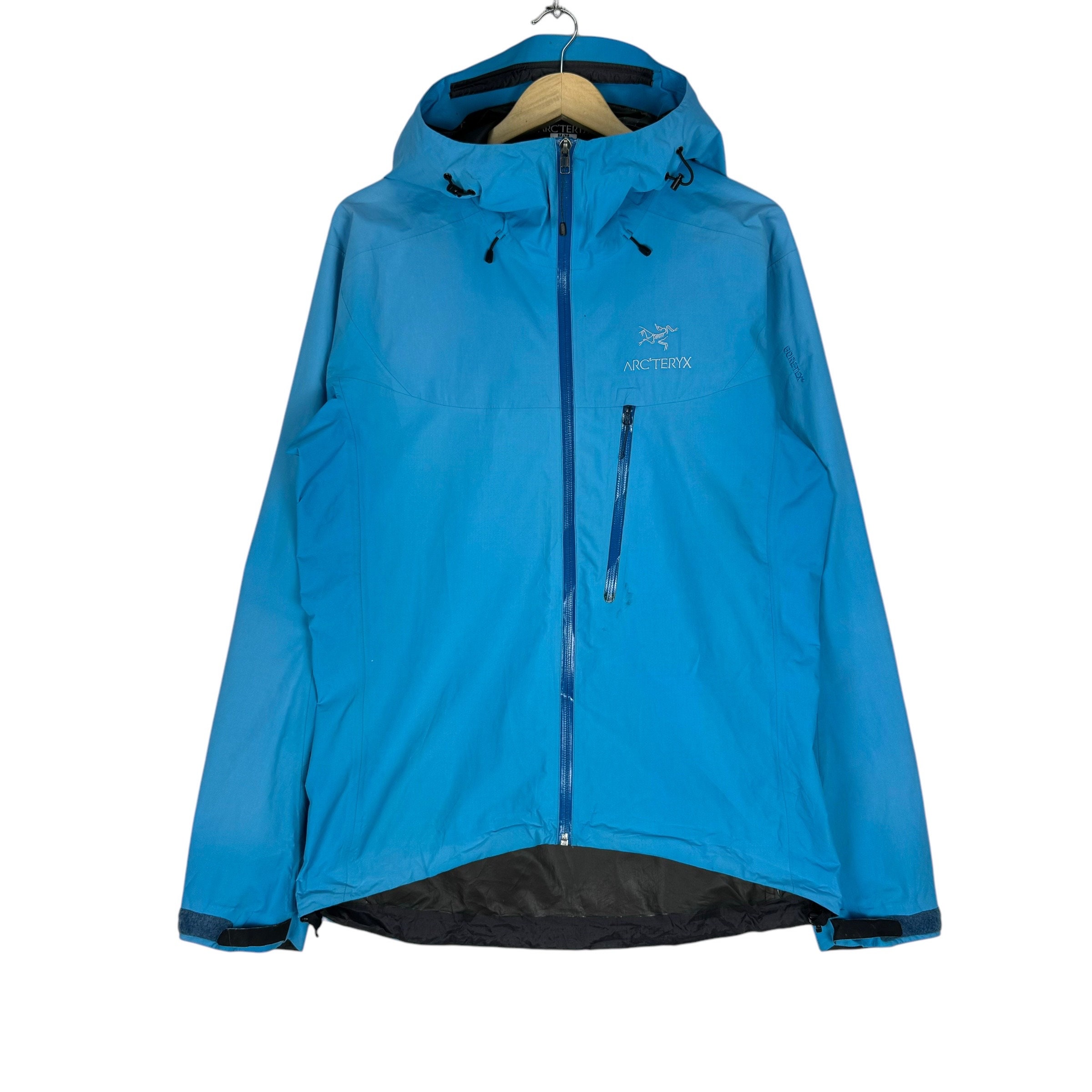 Arcteryx Goretex Hoodie Windbreaker Zipper Jacket Blue Colour Size