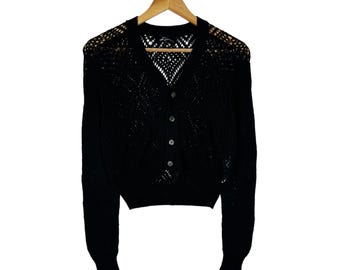 Vintage 80s Comme des Garçons Fishnet Chaqueta recortada - Rei Kawakubo