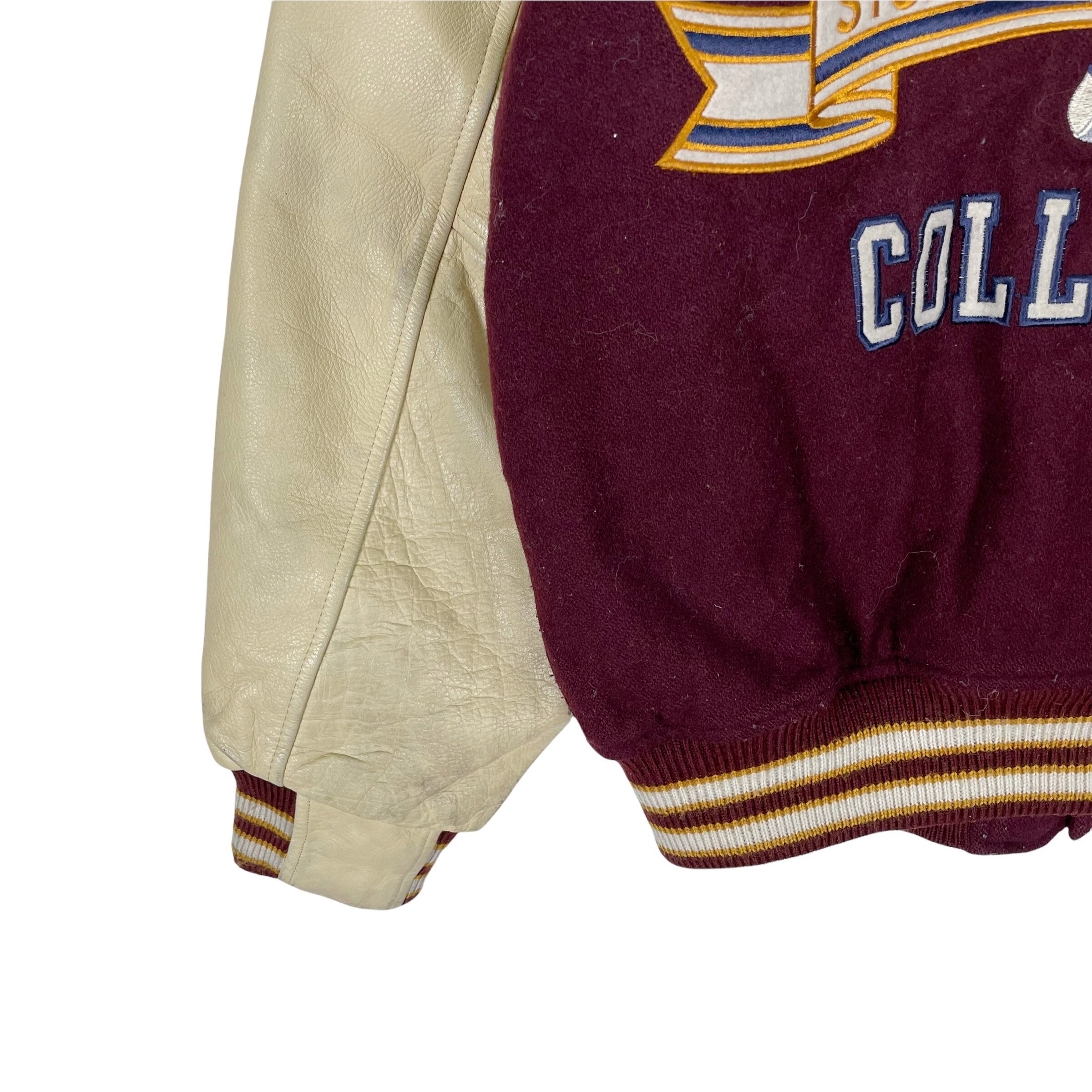 Vintage 90s Hot Scoop College NHL Hockey Varsity Leather Jacket