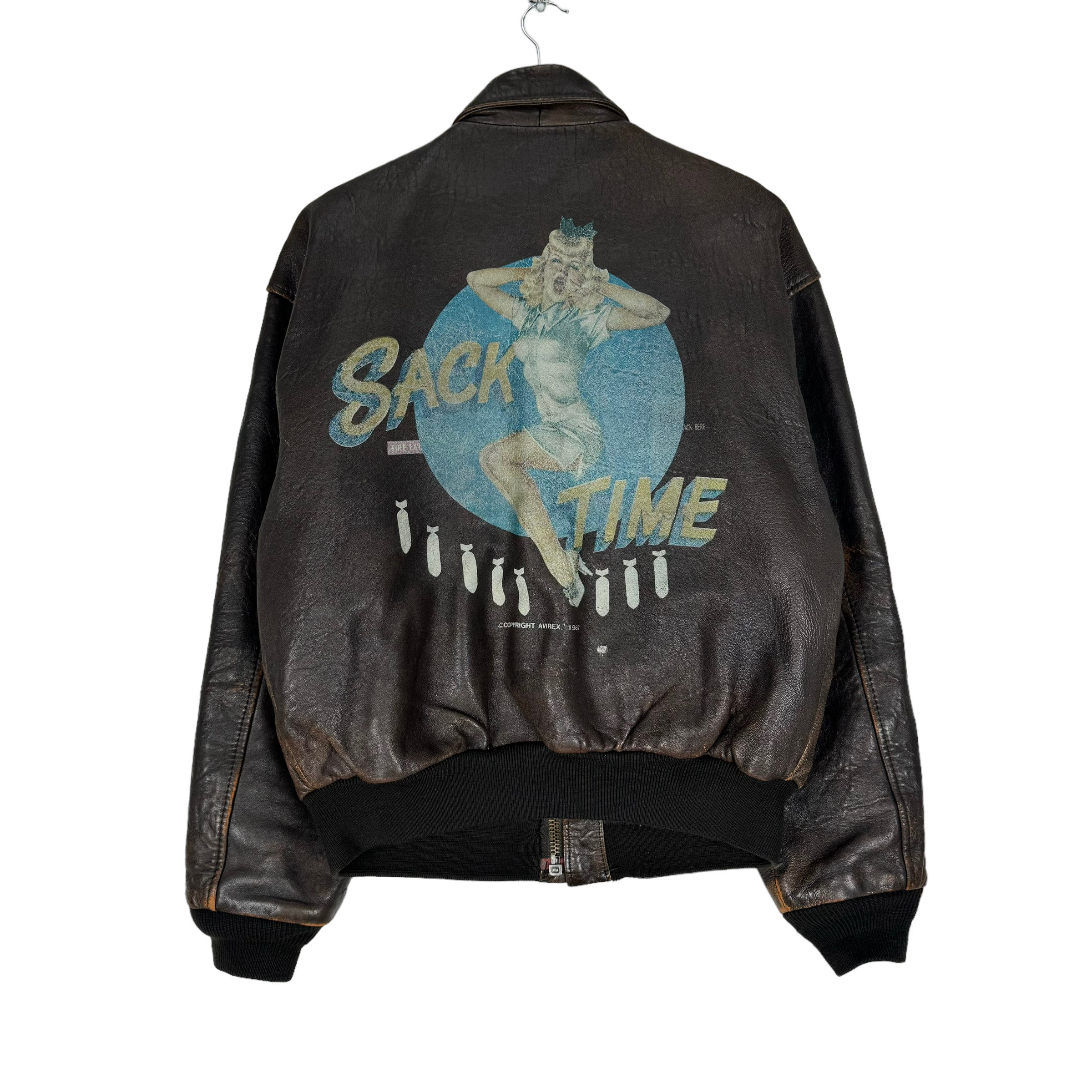 Vintage 80s AVIREX Type A2 Sack Time Leather Flyers Bomber Vintage 80s AVIREX Type A2 Sack Time Leather Flyers Bomber