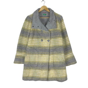 United Colours Of BENETTON Jacket Wool Multi Colour Button Striped Size Medium