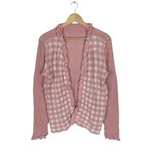 Issey Miyake Me Pleated Striped Cardigan Red Colour Fashion Designer Japan Size Small