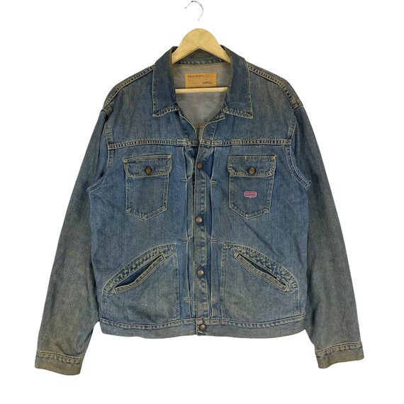 Vintage 90s Edwin Denim Jeans Blue Colour Button Jacket Size