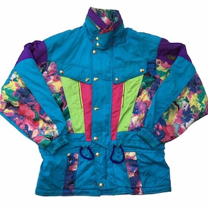 Cabin Ski Wear Racing Jacket: Japanese Floral Abstract Hoodie, Size Medium