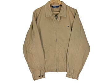 Vintage 90s POLO Ralph Lauren RL Herrington Brown Colour Zip Jacket Size (L)