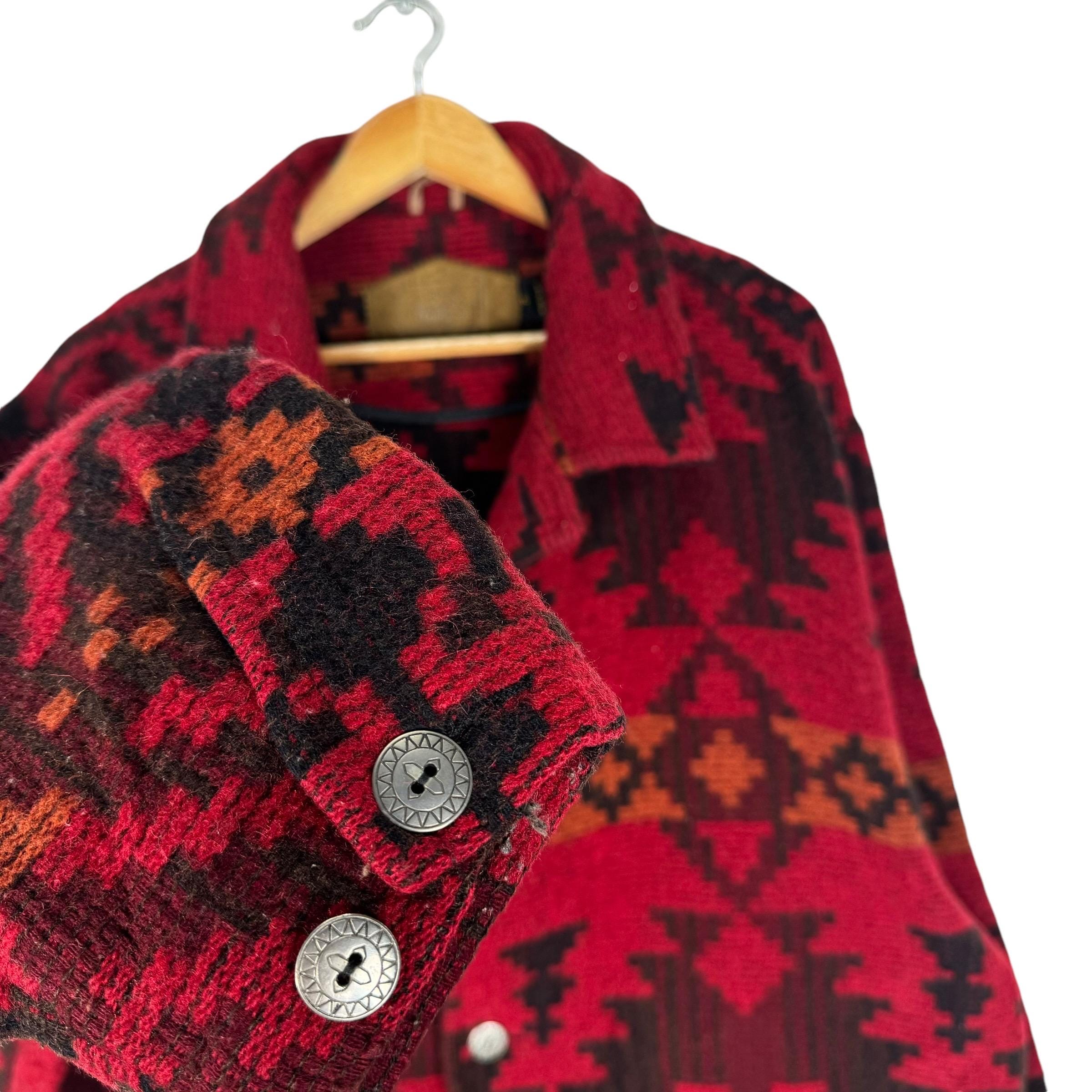 Vintage 90s Woolrich Aztec Wool Zipper Jacket Native Navajo