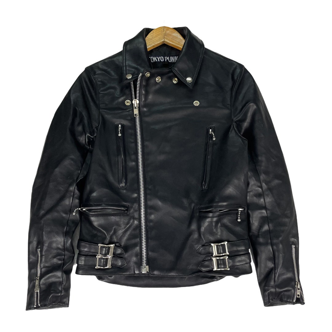 TOKYO PUNKER Rockabilly Leather Double Collar Zipper Jacket TOKYO PUNKER Rockabilly Leather Double Collar Zipper Jacket