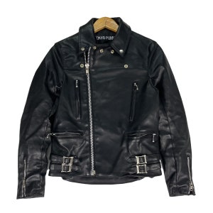 TOKYO PUNKER Rockabilly Leather Double Collar Zipper Jacket Harajuku Japanese Brand Fashion Black Colour Bikers Size Medium