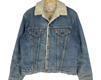 Buy Vintage 90s Levi's Sherpa Denim Trucker Jacket Size Medium