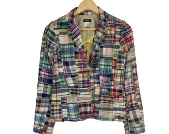 Vintage 90's J Crew Heavy Wool Plaid Removable Real Shearling