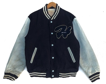 Vintage 90's Harvard Sports Club No.1 Player Wool & Leather