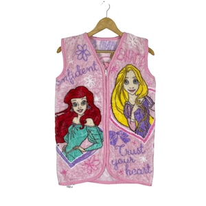 Disney Princess Cartoon Overprint Fleece Vest Pink Colour Size Medium