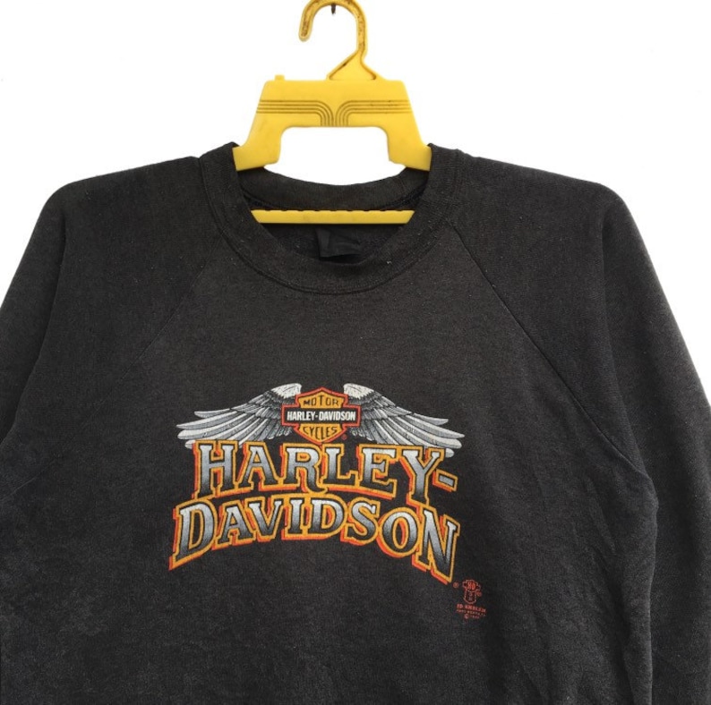 Vintage 80s Harley Davidson 3D Emblem Motor Cycle Sweatshirt Etsy