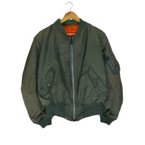 ALPHA INDUSTRIES Flight MA-1 Bomber Jacket Reversible Green Flyers Military Size Large