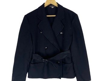 Salvatore Ferragamo Italy Wool Double Breasted Jacket Black Colour Size 38