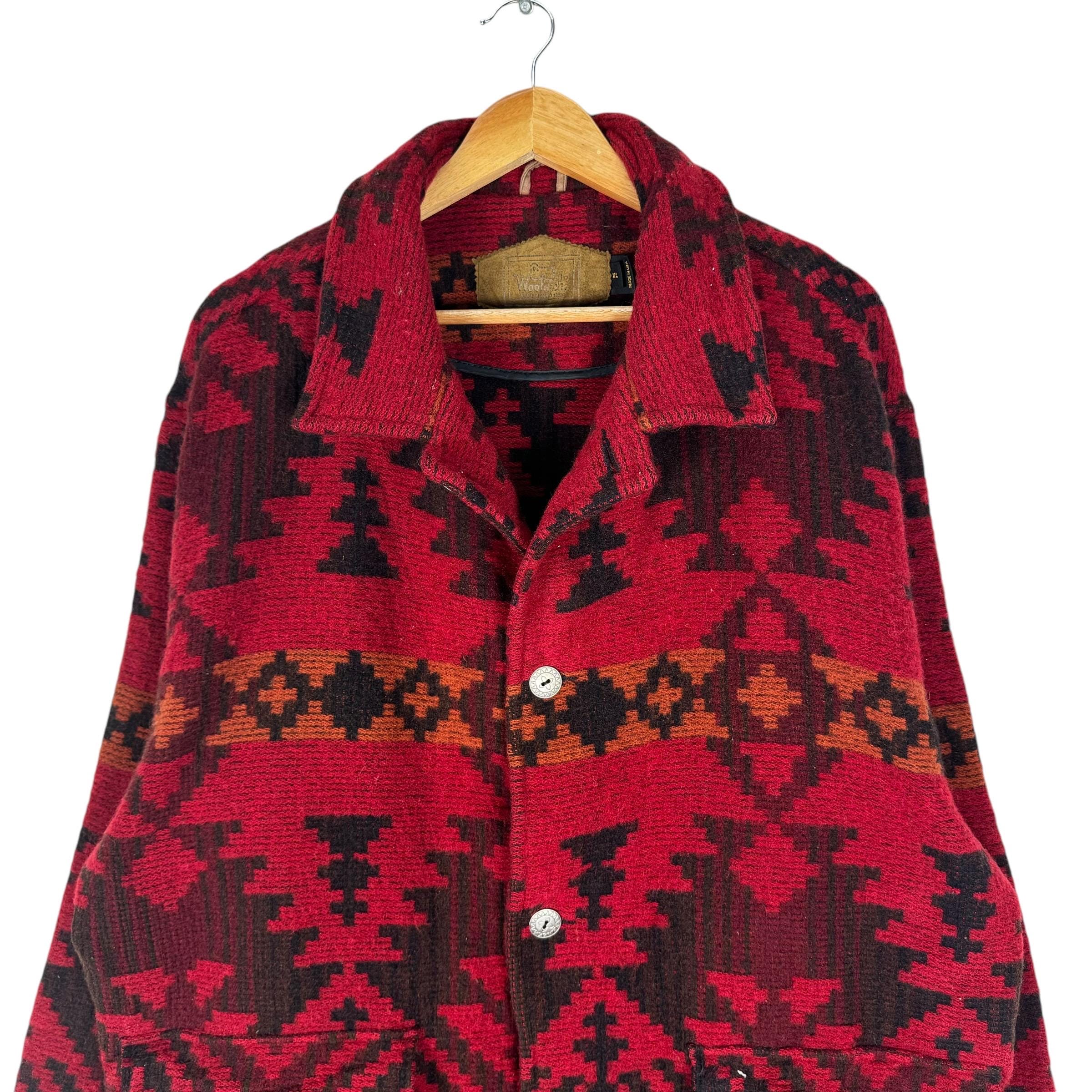 ジャケット・アウター WOOLRICH Native Pattern Wool Long Coat 90's Vintage WOOLRICH Native American Wool Border coat Made