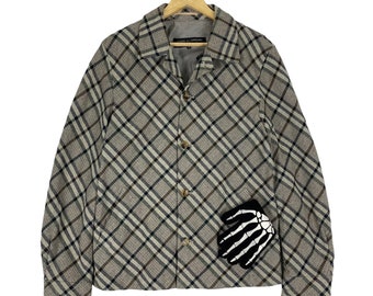 Vintage 90er Jahre COMME Des GARCONS Homme Plus Karierte Wolljacke - Medium