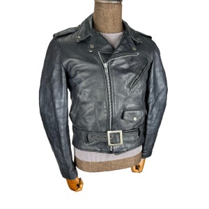 Vintage 70s SCHOTT PERFECTO 618 Nyc Leather Motorcycle Jacket Black Colour Double Collared Biker Punk Zipper Size 36