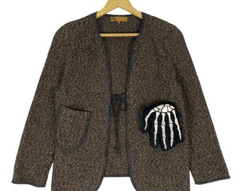 Chaqueta de mujer Lancel Paris de lana color marrón con cordón, talla mediana