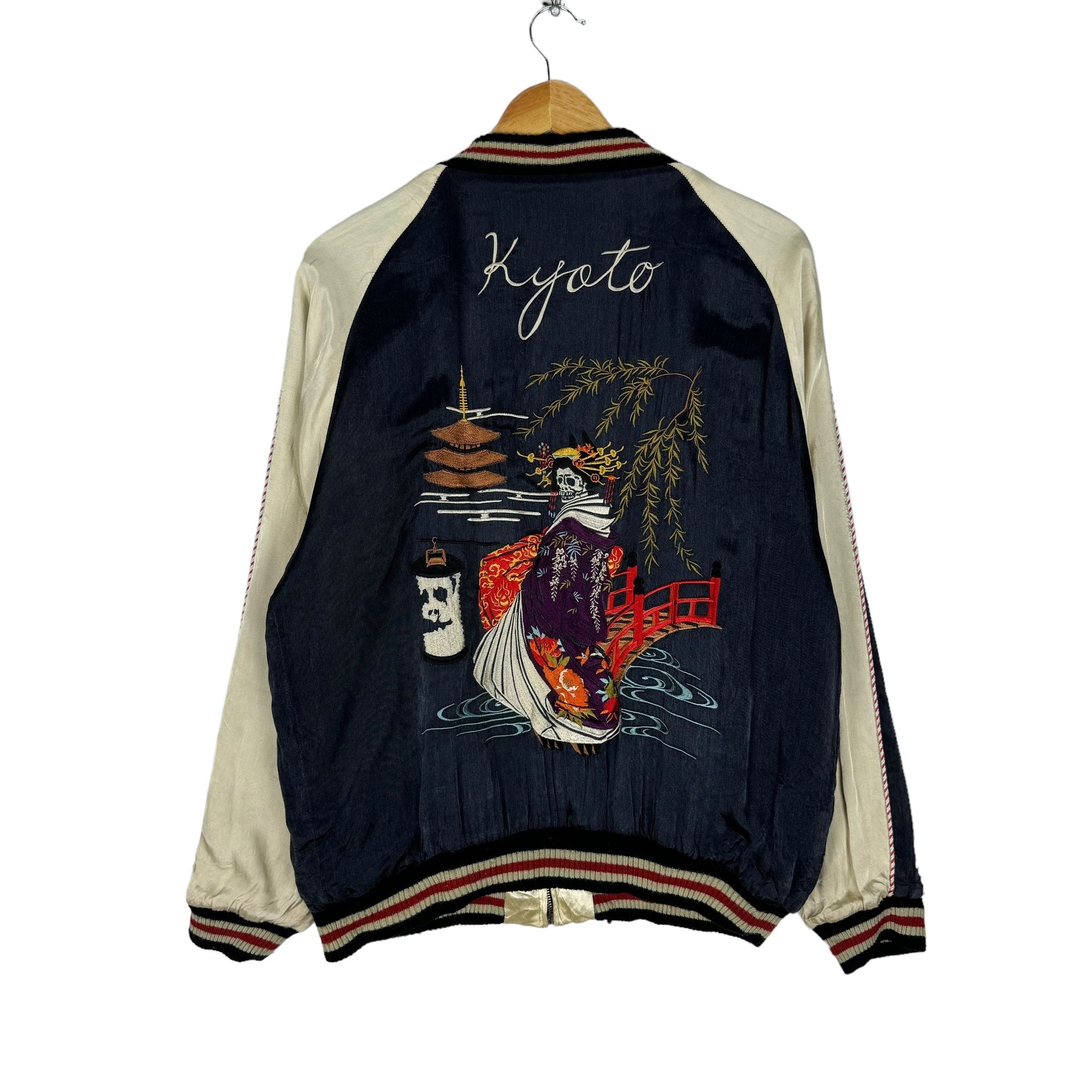 趣味 JAPANESE EMBROIDERED JACKETS vol.1 Cropped Head Kyoto Japan Sukajan Reversible Rayon Jacket