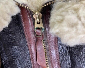 Vintage Aero Leather B3 Bomber Jacket: 90s Sheepskin Flight Coat