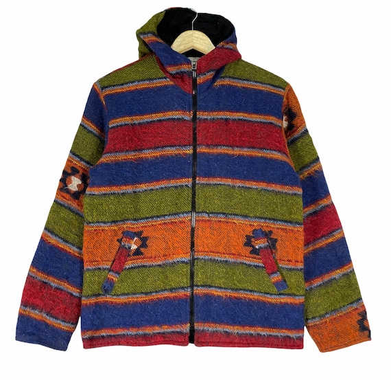 TRIBEL WEAR Striped Wool Hoodie Zipper 