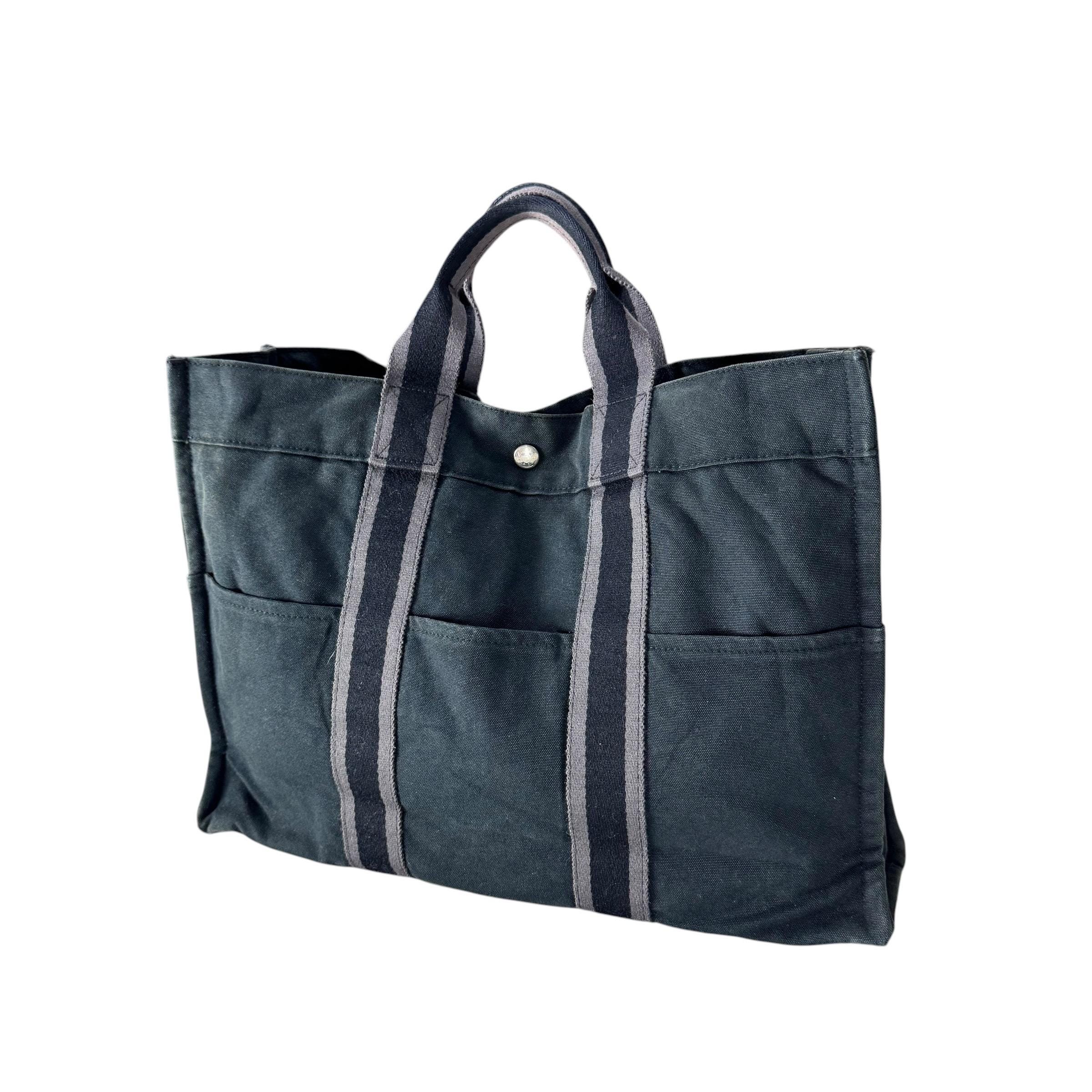 Vintage 90s Hermes Her Line Canvas Black Colour Tote Bag - Etsy