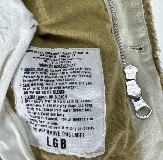 LGB アイボリー ジッパージャケット S Vintage L.G.B Parachute Holster Jacket: Detachable Pockets