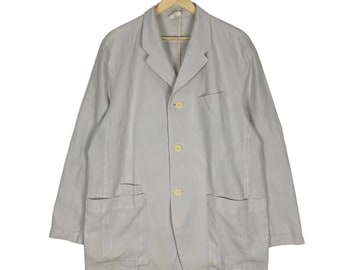 Kurtka DRIES VAN NOTEN Hemp Multi Pocket Coat Designer Luxury White Color Size Medium