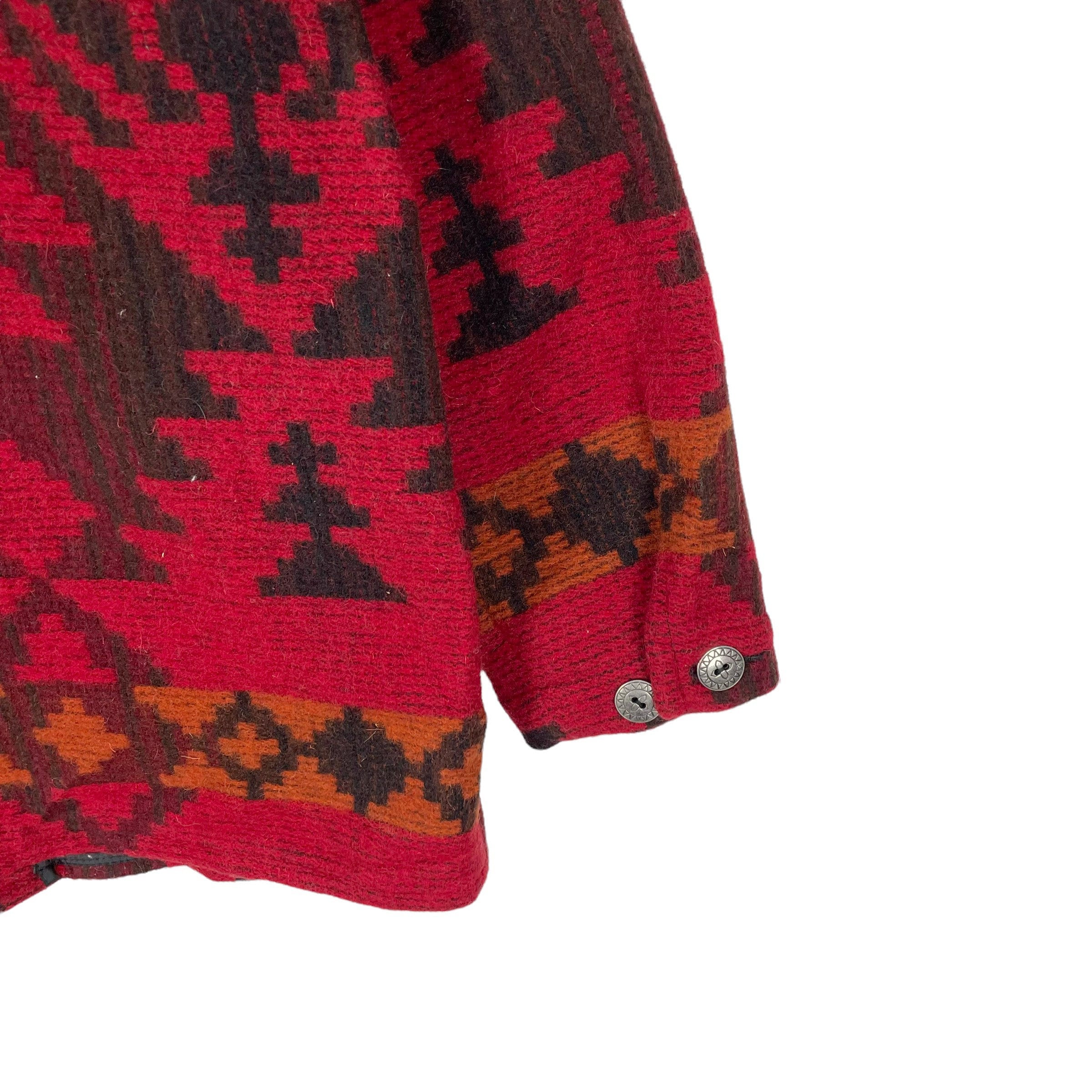 Vintage 90s Woolrich Aztec Wool Zipper Jacket Native Navajo Red