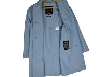 Mackintosh Scotland Coated Handmade Jacket Blue Colour Pleated Size Small