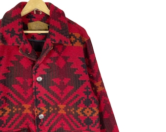 90s USA Made Woolrich Native Pattern Blanket Coat L | eBay