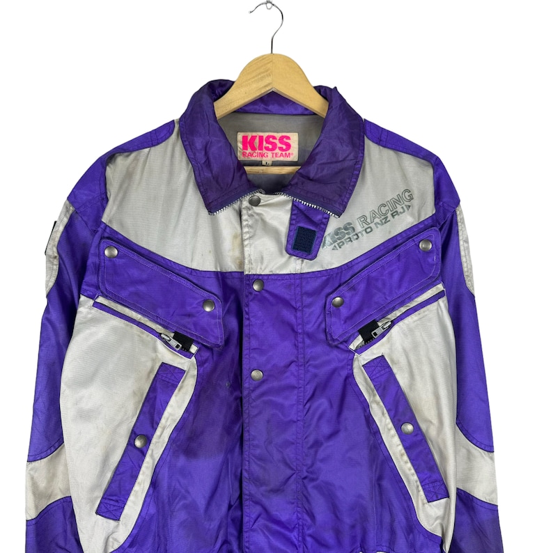 Kiss Racing Vintage 90s Kiss Racing Team Light Jacket Zipper Sweater Size Large - Etsy