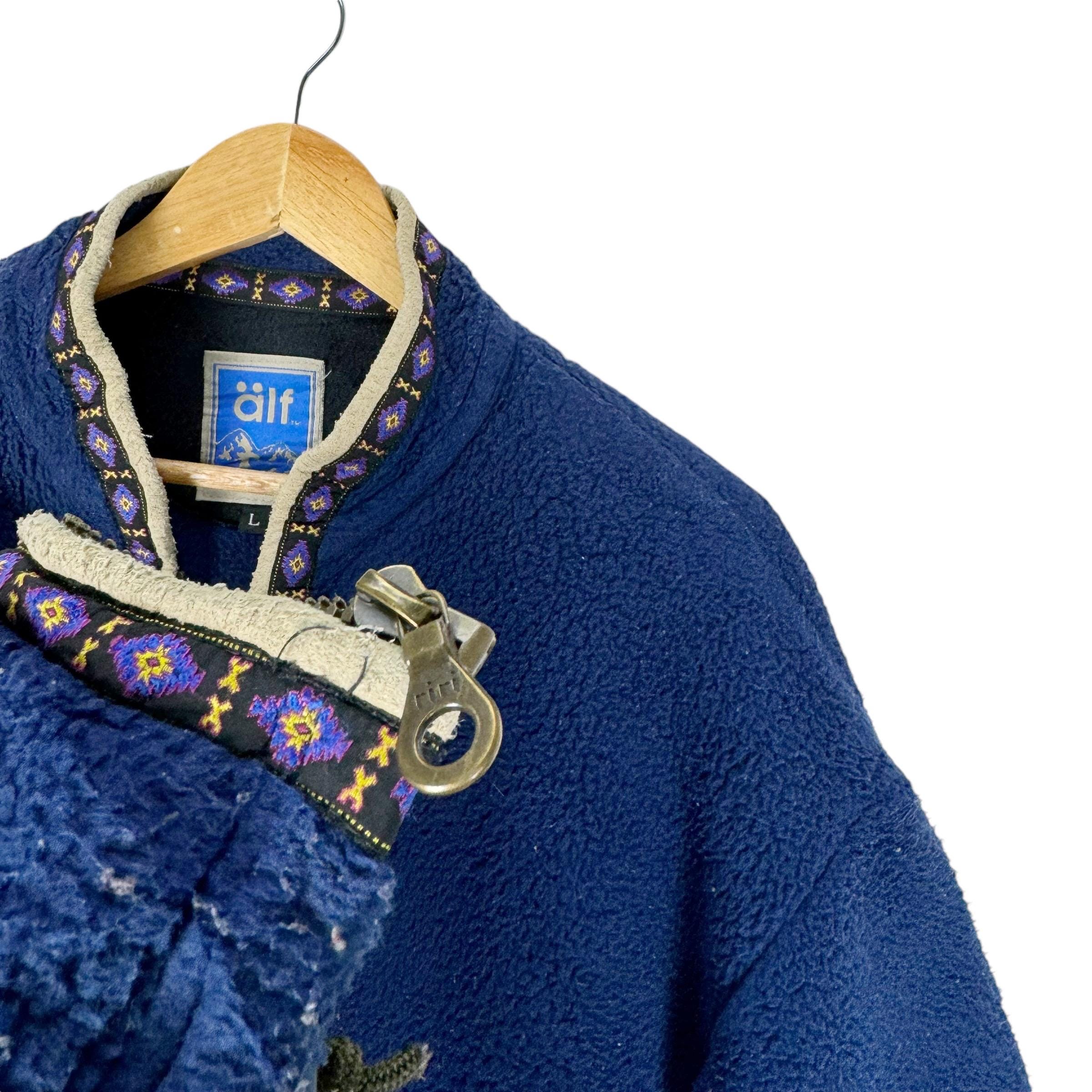 Vintage 90s Alf Kuhl Native Zipper Deep Pile Fleece Sweater