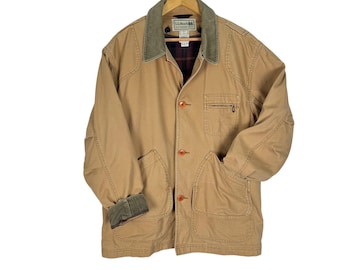 Vintage 90s LL Bean Chore Jacket: Brown Duck Canvas Hunting Wear (Size Large)