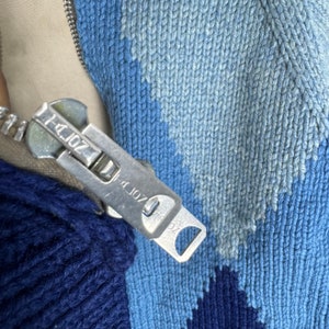 Vintage 70s Wool Cowichan Cardigan: Diamond Pattern Knit Ski Sweater image 9