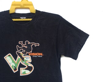 Vintage 90s Vision Street Wear T-shirt: Camo Skateboard Graphic
