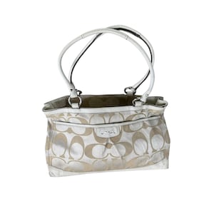 Coach Monogram Handbag Cream Colour Shoulder bag